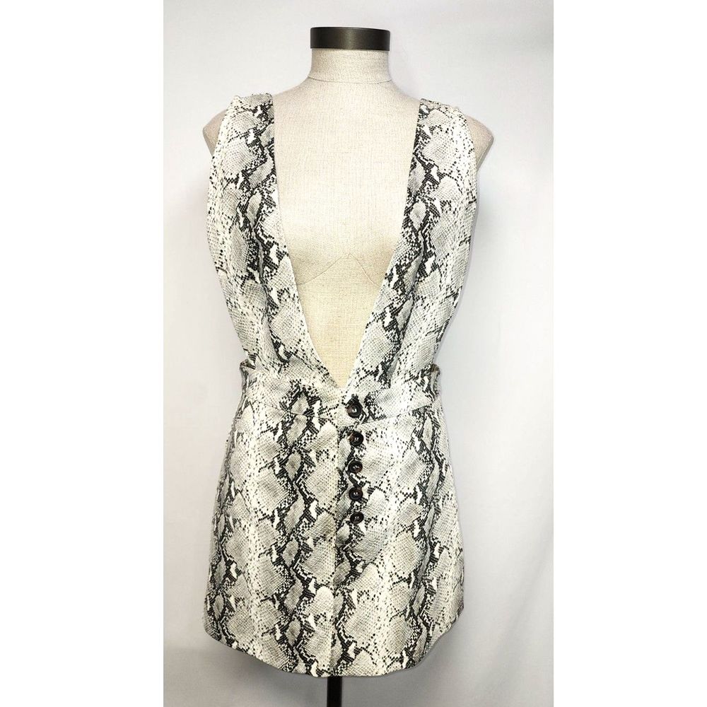 NWT Honey Punch Deep-V Snakeskin Pinafore Dress Size S